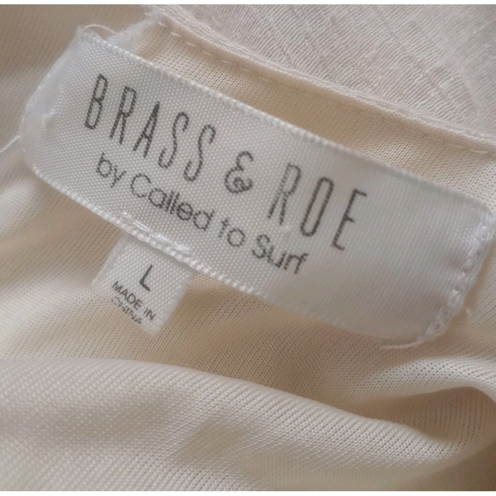 Brass & Roe CTS Dress Embroidered Floral Boho Gauzy Festival Lined Beige Large - Picture 4 of 5